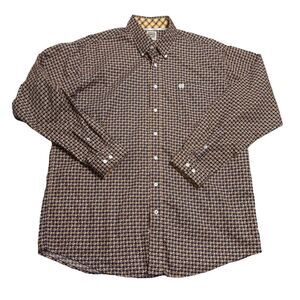 Cinch Size Large Blue Gold Long Sleeved Button‎ Down Western Flip Cuff Shirt